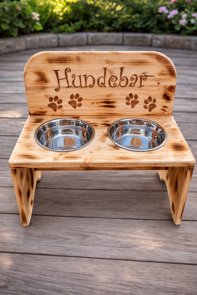 Hundefutterbar inkl. Edelstahlnäpfen von Rudelkönig